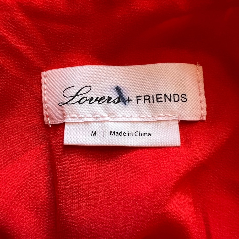 Lovers + Friends Levesque Red Lace Lined Mini Dress Size M Babydoll Feminine - Picture 4 of 10